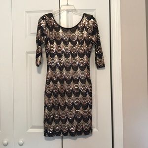 Black and gold sequin dress size L